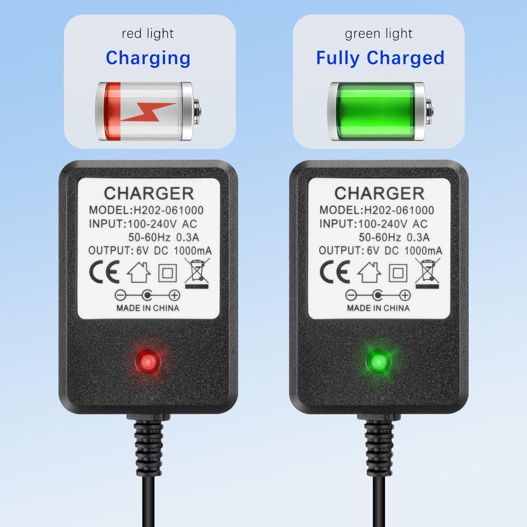 6V Charger for Kids Ride On Car Toys, 6 Volt Battery Charger for Flybar Bumper car/Wrangler SUV Kid Trax Dynacraft Toy Car Jeep ATV Quad (6v Battery Charger)
