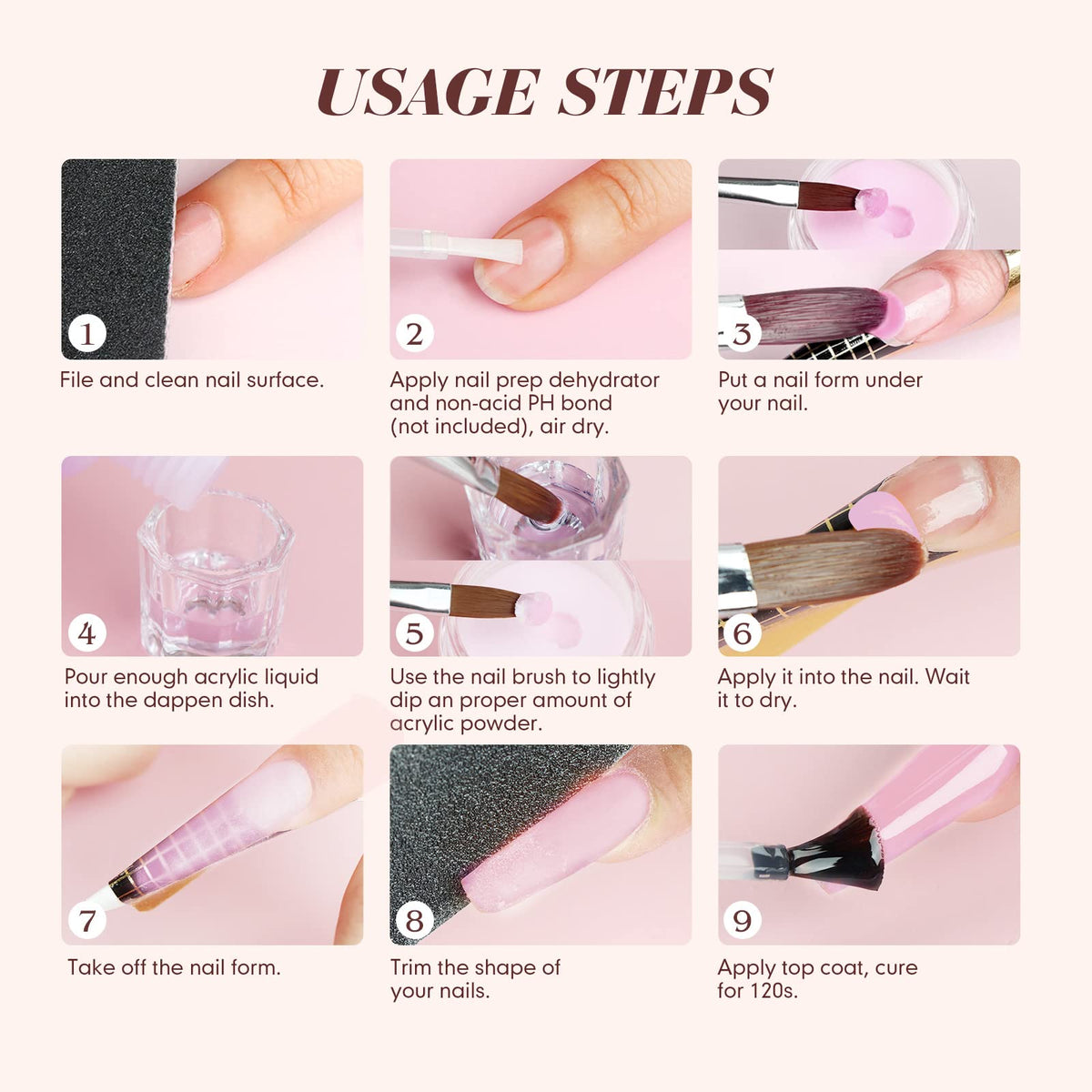 Saviland Acrylic Nail Starter Kit: Clear Pink Nude | Acrylic Powder & Liquid, Brush, Files, Forms, Press On Nails, Home Practice Set