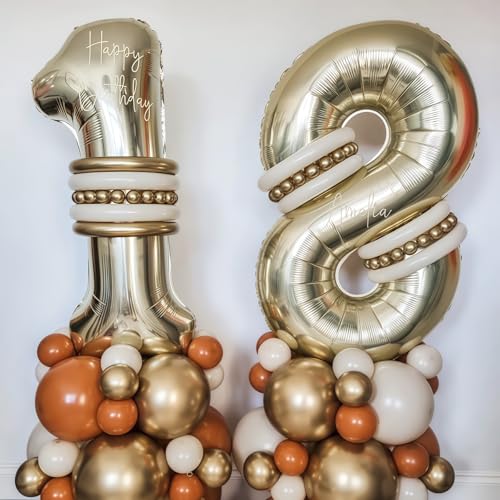 Champagne Gold 13 Balloon Number,40 Inch Light Gold 13 Balloons Big Foil Mylar Helium Number 13 Balloon for Birthday Party Anniversary Decorations