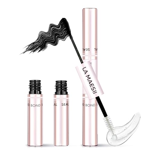 LA MAESII Lash Cluster Glue, 2 in 1 Lash Bond and Seal, Black Eyelash Glue | 10ml,Waterproof, Long Lasting 72H+, Latex Free, Quick Dry, for Sensitive Eyes,DIY at Home Use