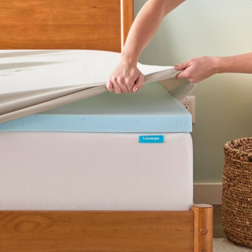 Linenspa 2 Inch Gel Memory Foam Mattress Topper, Plush, Cooling, Queen Size | CertiPUR-US certified, Cooling gel infusion, Plush pressure relief, Fits under standard fitted sheets, Expands in 24-48 hrs