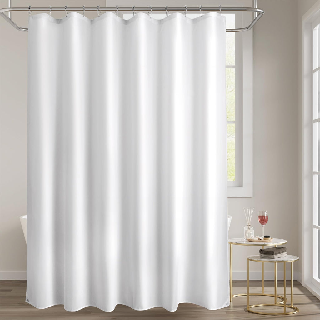Titanker Waterproof Fabric Shower Curtain Liner Washable, Cloth Shower Liner with Magnets, White Shower Liner Soft Fabric, Lightweight Shower Curtain Liner, 70x72 Inches
