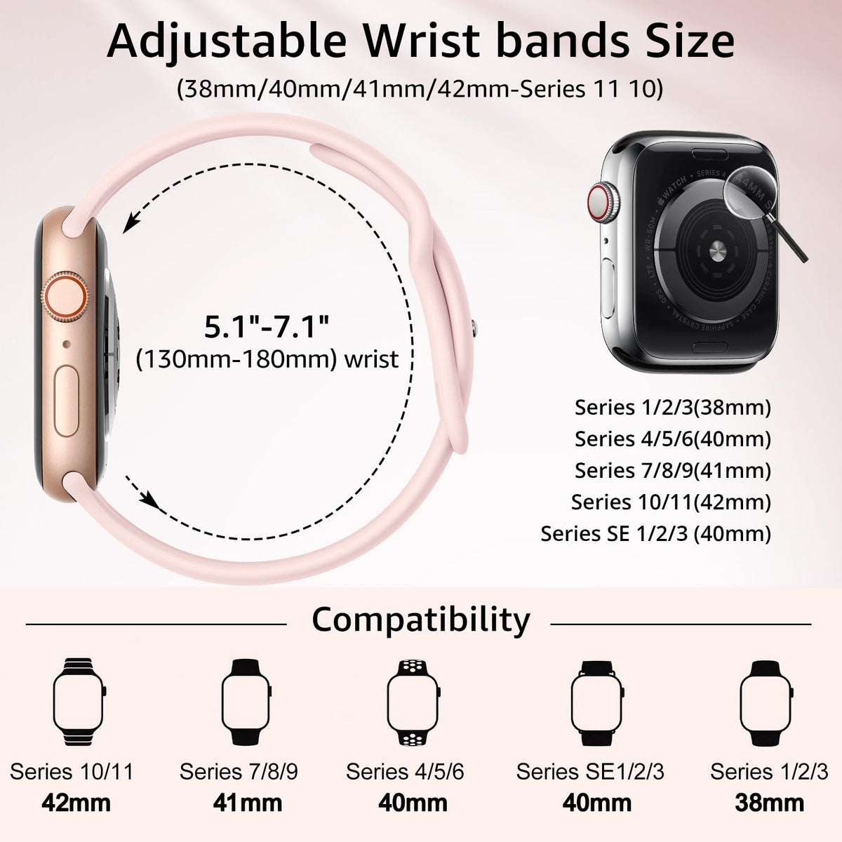 6 Pack Sport Silicone Bands Compatible with Apple Watch Band for Women Men | 38mm 40mm 41mm 42mm 44mm 45mm 49mm 46mm Waterproof Strap for iWatch Apple Watch Series 12 11 10 9 Ultra 8 7 6 5 4 3 2 1 SE
