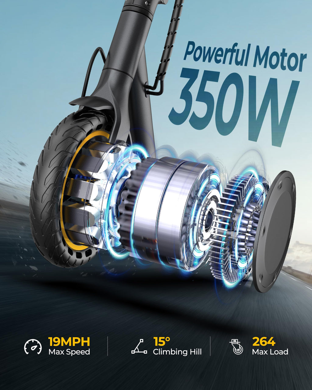 WERHY Electric Scooter, 350W/500W Powerful Motor & 8.5''/10'' Tire | Longe Range Up to 16/21/28Miles, Folding &Dual Braking