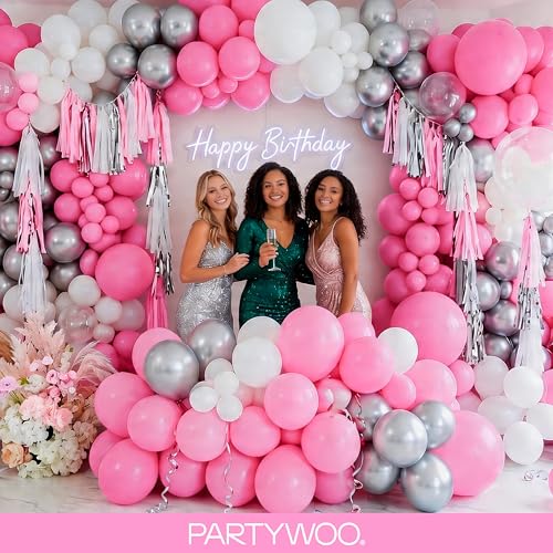PartyWoo Pink Balloons 127pcs Matte Pink Balloons Different Sizes | 36 18 12 10 5 Inch for Baby Shower Valentine's Day Princess Bachelorette Birthday Valentine's Party Decorations Pink-Y11