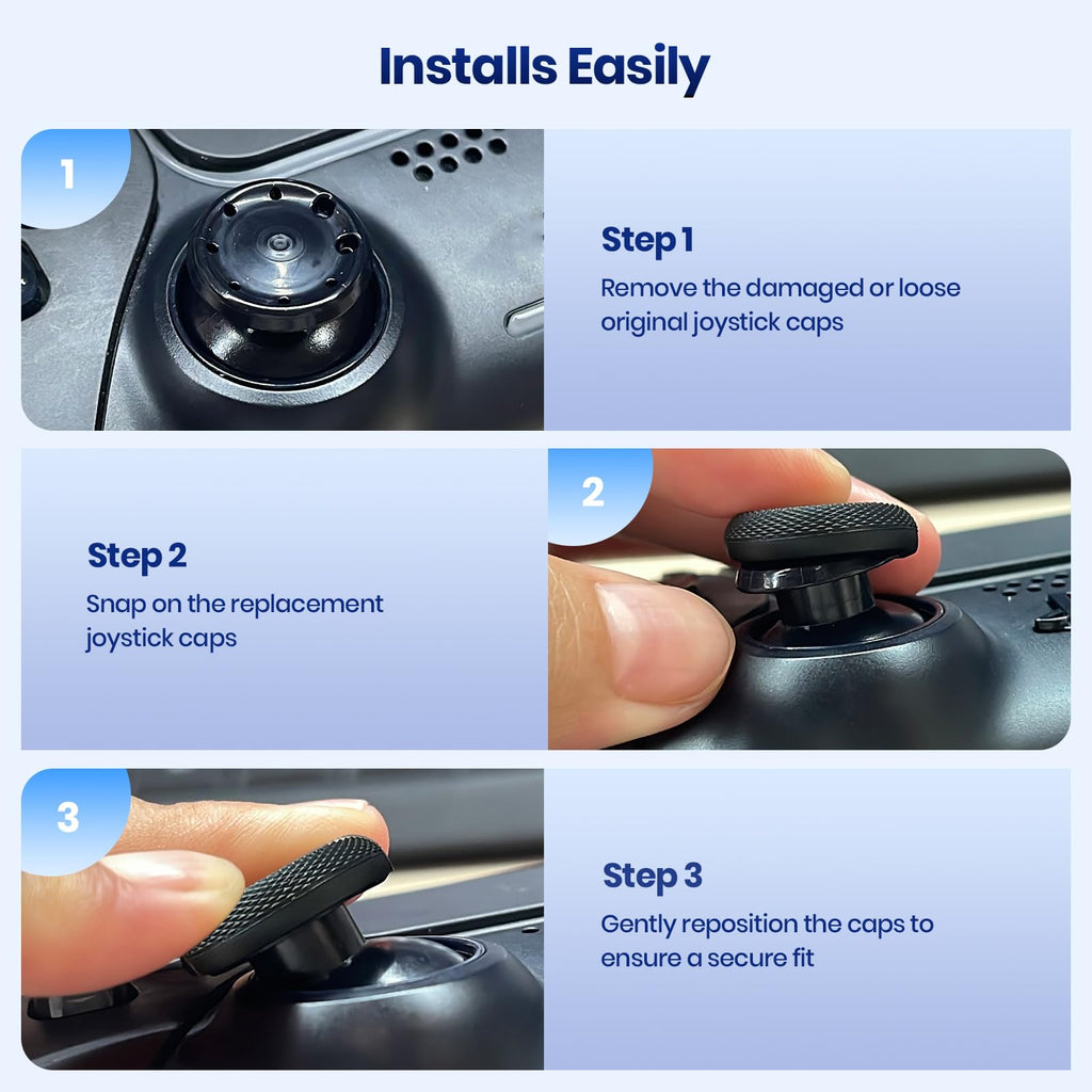NEWDERY Joystick Replacement Grip Caps for PS5/PS4 Controller | Silicone Thumb Grip Cap Replacement Set, Anti-Slip Design, Compatible with PS5/PS4 Controller, Black, 10-Pack
