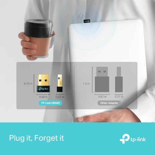 TP-Link USB Bluetooth Adapter for PC - Bluetooth 5.4 USB Dongle Receiver | Plug and Play, Nano Design, EDR & BLE, Supports Windows 11/10/8.1/7 for Desktop, Laptop, Keyboard, Mouse, etc (UB500）