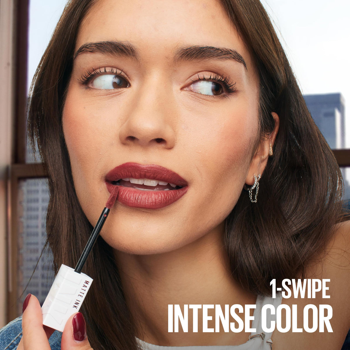 Maybelline Super Stay Matte Ink Liquid Lipstick Makeup, Exhilarator | Ruby Red Lipstick, Long-Lasting, Non-Transferring, High Impact Lip Color, Up to 16HR Wear