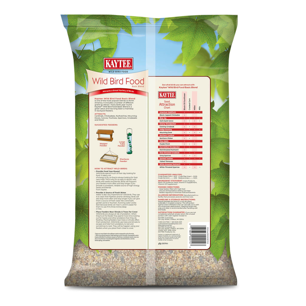 Kaytee Wild Bird Food Basic Seed Blend, 5 lb | Attract backyard birds. Wild bird seed mix with sunflower. Fortified, birdseed, year-round
