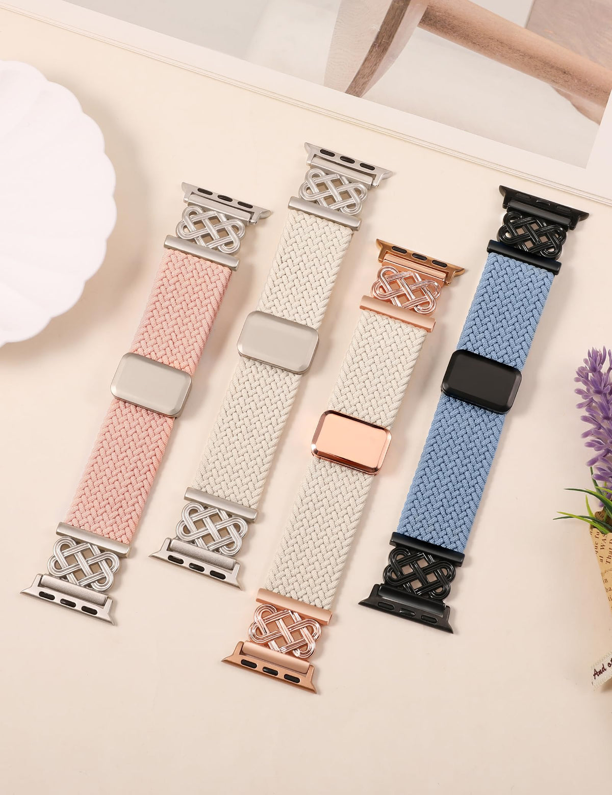 Braided Stretchy Band with Magnetic Clasp for Apple Watch Bands Women Men | 38/40/41/42/44/45/46/49mm, TOYOUTHS Dressy Celtic Metal, Elastic Strap, for iWatch Series 12 11 10 9 8 7 6 5 SE/Ultra 4 3 2 1