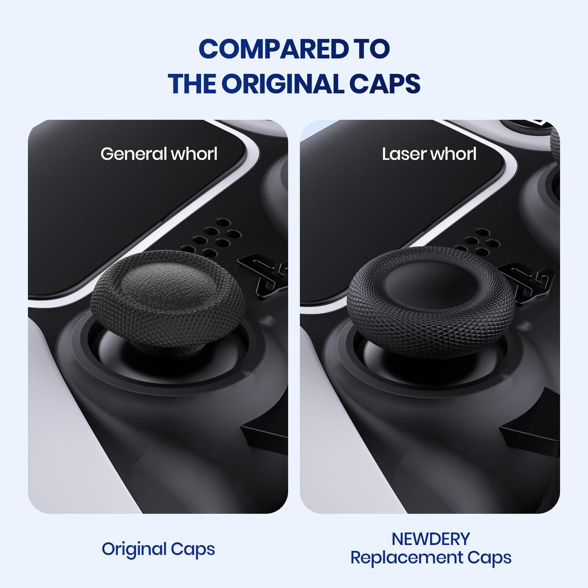 NEWDERY Joystick Replacement Grip Caps for PS5/PS4 Controller | Silicone Thumb Grip Cap Replacement Set, Anti-Slip Design, Compatible with PS5/PS4 Controller, Black, 10-Pack