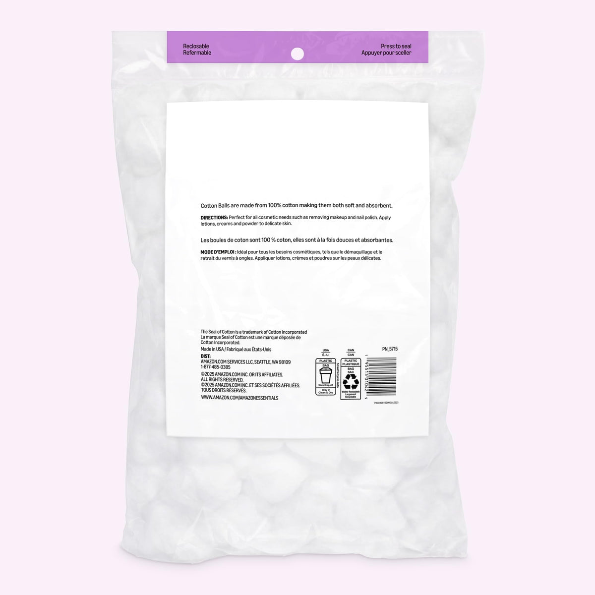 Amazon Essentials Cotton Balls, 200ct, 1-Pack (Previously Amazon Basics)
