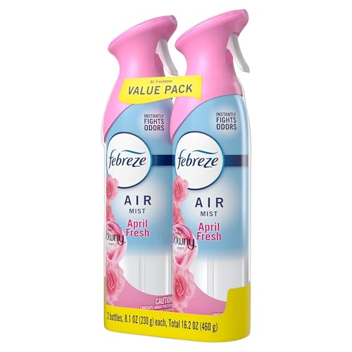 Febreze Air Mist, Air Freshener Spray, Odor Fighting Room Spray, Deodorizer for Home Bathroom Kitchen Office Apartment Dorm Room Classroom, Downy April Fresh Scent, 8.1oz (Pack of 2)