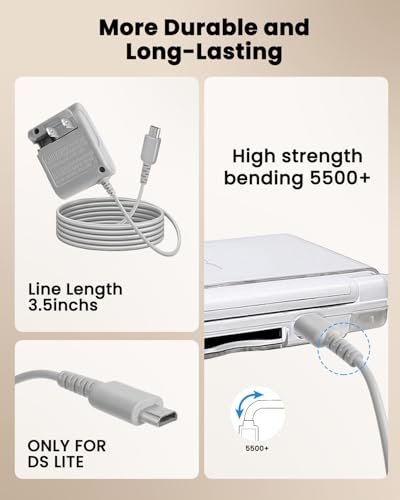 DS Lite Charger Kit Compatible with DS Lite 100-240V Wall Plug Adapter with 4 Stylus Pen for DS Lite