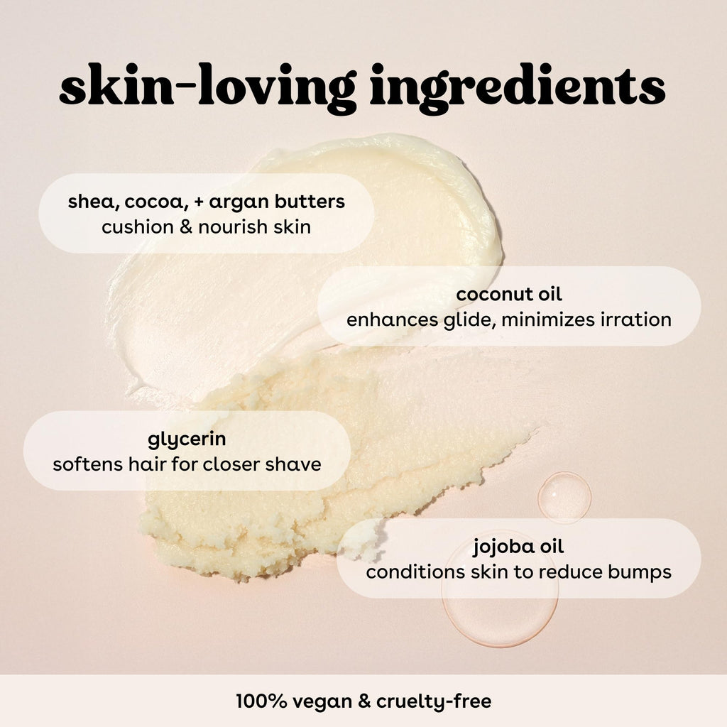 eos Vanilla Cashmere Shave Oil- Moisturizing Natural Shea Butter, 6 fl oz | Blend of Shea, Cocoa, & Argan Butters & Oils, Nourishing Formula to Minimize Irritation, 100% Vegan & Cruelty-Free