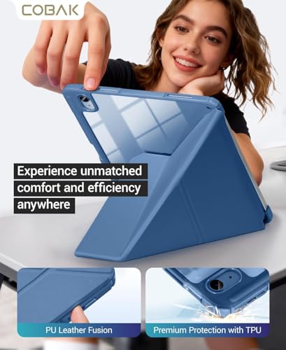 CoBak Case for iPad (A16) 11th Generation, iPad 10th Gen Cover,Dark Blue | Protective Multi-Angle Stand Cover with Portrait Mode, Pencil Holder, Auto Wake/Sleep, Case for iPad 11/10.9 Inches 2025/2022
