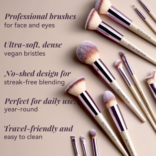 BS-MALL Makeup Brush Set 18 Pcs Professional Foundation Powder Concealers Eyeshadow Blush Synthetic Makeup Brushes with Labeled instruction Black Case Upgraded Version