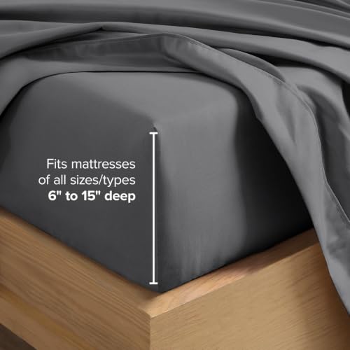 Bare Home Queen Sheet Set - 1800 Ultra-Soft (Queen, Grey) | Deep Pockets 6 to 15 Inches, Breathable, Hypoallergenic, Hotel Luxury, Easy Fit, Soft, All-Season