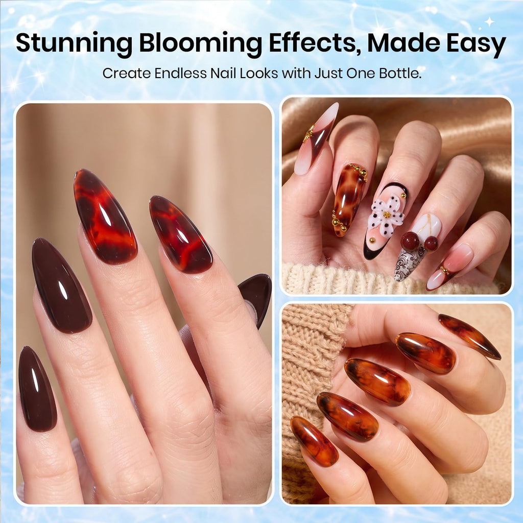 Beetles Blooming Gel 15 ml Clear UV Gel Polish Nail Art for Tortoise Nails | Marble and Natural Stone, Watercolor and Floral Print Spreading Effects, Soak-Off DIY Manicure Design