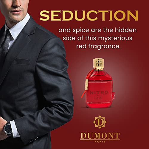 Dumont Nitro Red 3.4 Fl Oz Eau De Parfum for Men – Rich Fruity Woody Floral Fragrance – Luxurious Long Lasting Scent