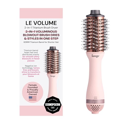 L'ANGE HAIR Le Volume 2-in-1 Titanium Blow Dryer Brush | Frizz Control Blowout Hair Dryer Brush for Drying and Styling | Volumizing Hot Air Styler for All Hairstyles | Oval Barrel | Blush - 60mm