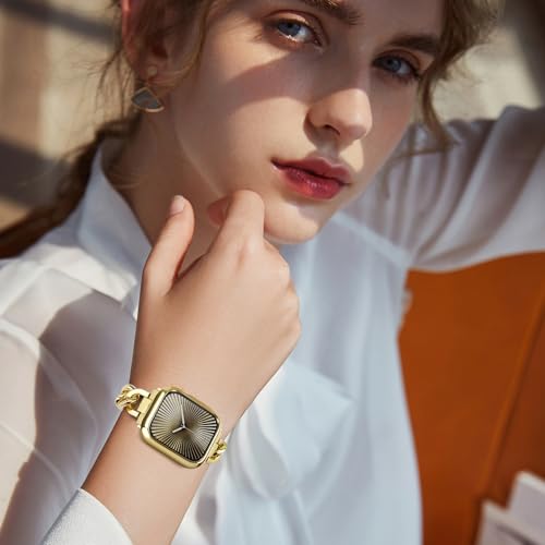 JR.DM 40mm Soft Flexible TPU Case Compatible for Apple Watch Series 6/5/4/SE Touchable Screen Lightweight Anti-Scratch All-Around Protector Thin Guard Shockproof Cover Shiny Bumper for iWatch, Gold