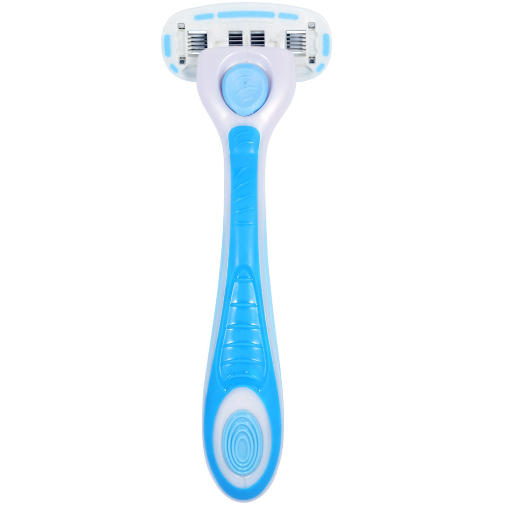 Amazon Basics 5-Blade Extra Smooth Razor for Women with Moisturizing Strips, Handle, 2 Cartridge Refills & Shower Holder (Previously Solimo)