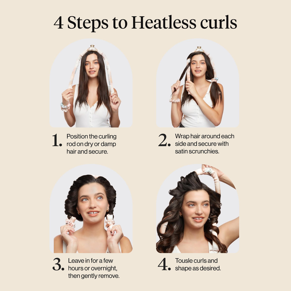 Kitsch Satin Heatless Curls Overnight Set - Sunset Tie Dye | No Heat Damage Overnight Curls | Comfortable Frizz Free Hair Curlers To Sleep In with 34" Hair Waver & 2 Satin Scrunchies