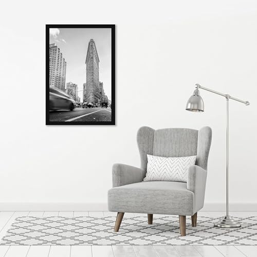 Americanflat 24x36 Poster Frame - Engineered Wood - Black | Polished plexiglass front, hangs vertical or horizontal, sawtooth hangers included, secure turn-tab backing