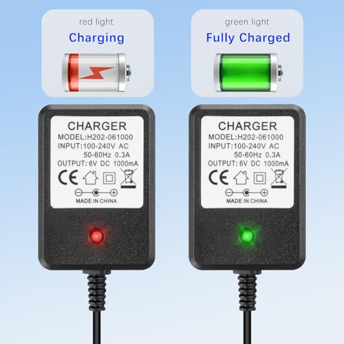 6V Charger for Kids Ride On Car Toys, 6 Volt Battery Charger for Flybar Bumper car/Wrangler SUV Kid Trax Dynacraft Toy Car Jeep ATV Quad (6v Battery Charger)