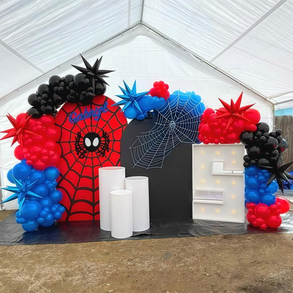 12 Inch Red Blue Black Balloons for Spider Cool Man Birthday Decorations | Royal Blue Red Black Helium Latex Balloon Kit for Boys Spider Halloween Theme Decor Super Men Hero Party Decoration Supplies