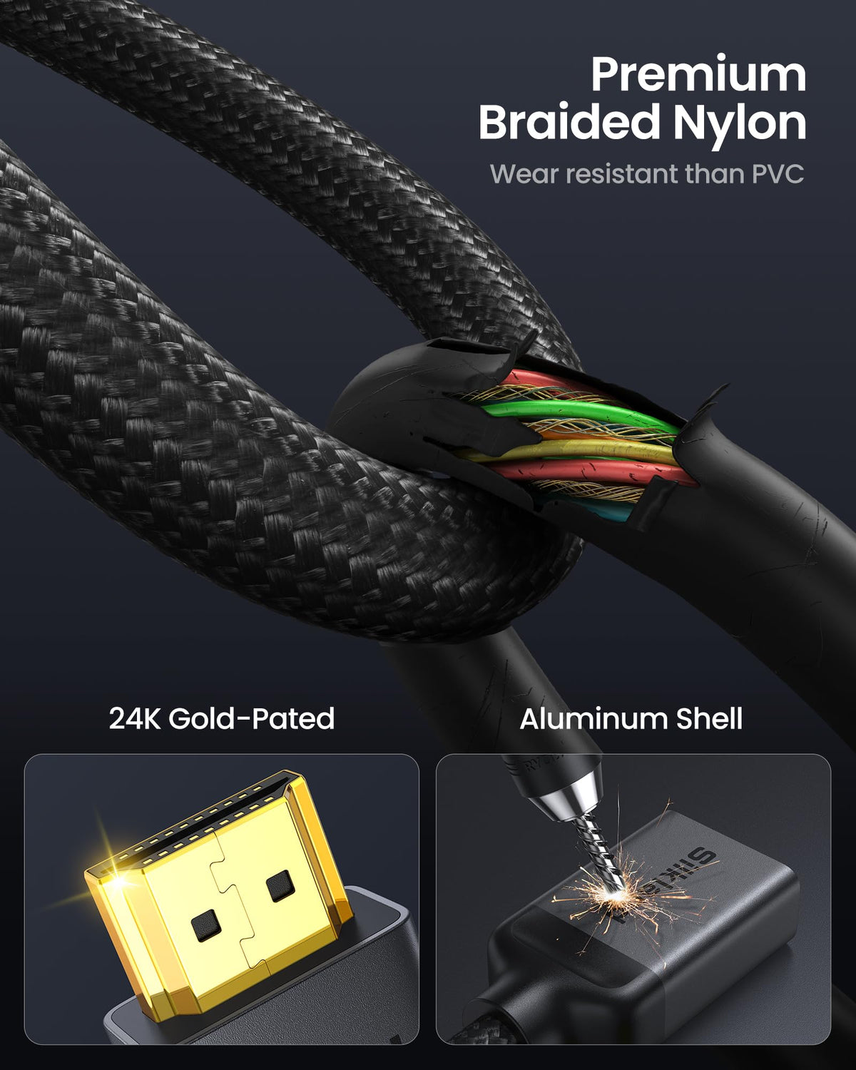 Silkland 8K HDMI Extension Cable 3.3FT HDMI Extender 2.1, 8K@60Hz 4K@120Hz