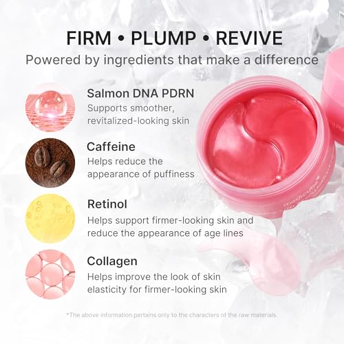 medicube Hydrogel Eye Patches with PDRN, Caffeine & Collagen (60 Counts) | PDRN Retinol & Collagen Gel Mask - Eye Patches for the appearance of Dark Circles, Undereye Bags & Firming, Korean Skincare