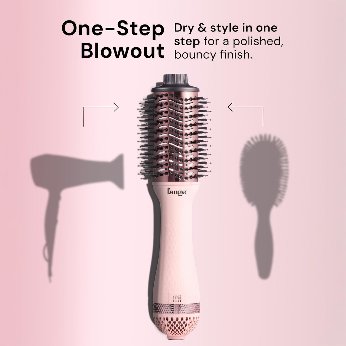 L'ANGE HAIR Le Volume 2-in-1 Titanium Blow Dryer Brush | Frizz Control Blowout Hair Dryer Brush for Drying and Styling | Volumizing Hot Air Styler for All Hairstyles | Oval Barrel | Blush - 60mm