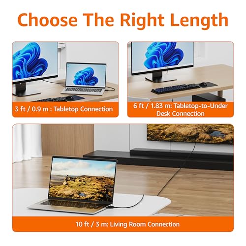 Amazon Basics DisplayPort to HDMI Cable, Uni-Directional, 4K@30Hz, 1920x1200, 1080p, Gold-Plated Connectors for Enhanced Picture Quality and Sound, 6 ft, Black Temp