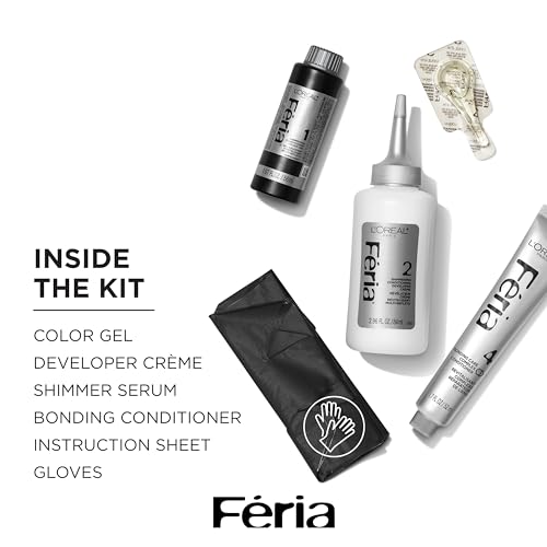 L'Oreal Paris Feria Multi-Faceted Shimmering Permanent Hair Color, B61 Downtown Brown (Hi-Lift Cool Brown), 1 Hair Dye Kit