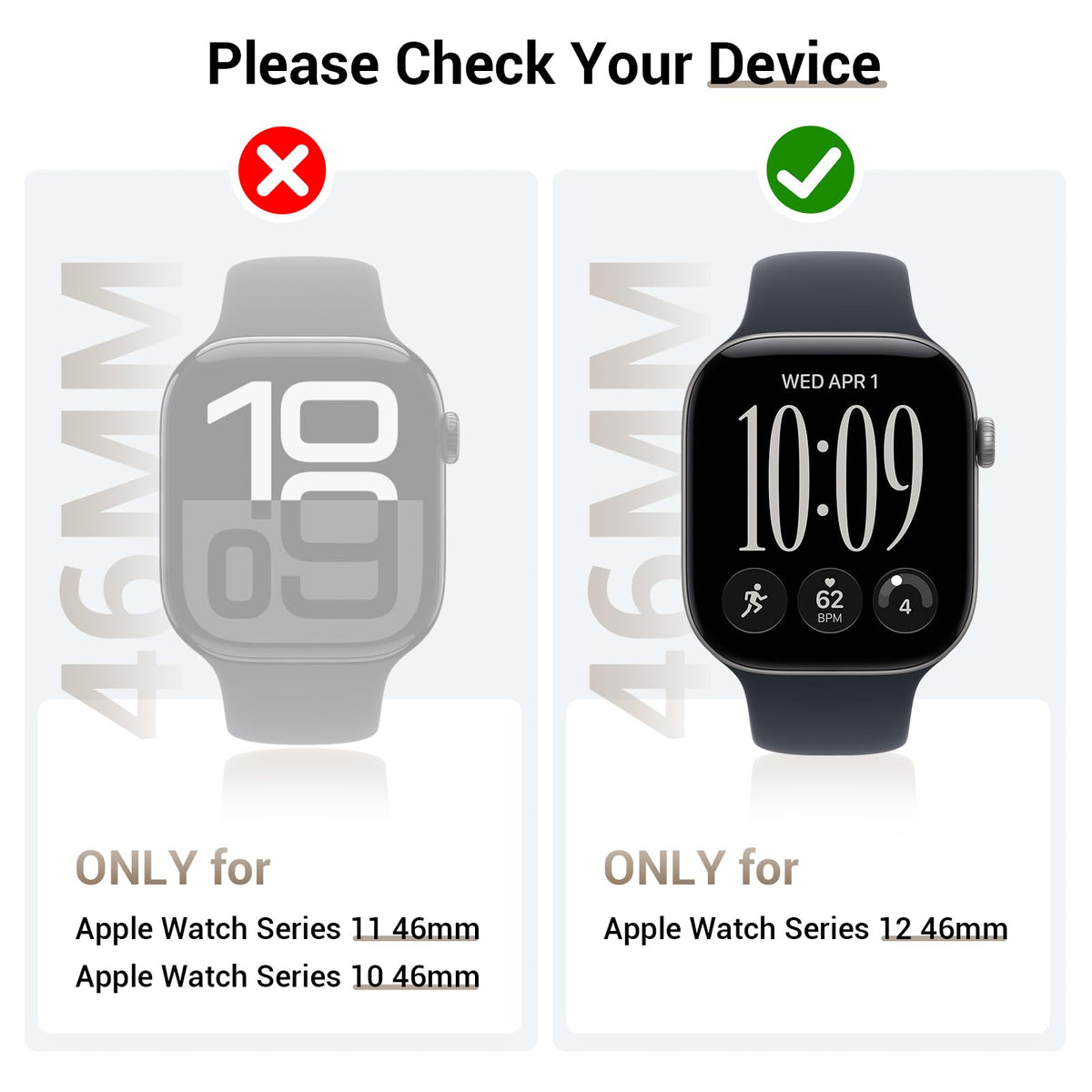 Tensea 3PCS for Apple Watch Screen Protector Case Series 12 46mm | iWatch Protective Face Cover for Women Men, Tempered Glass Film Hard Bumper for iPhone Watch 12 46 mm Accessories