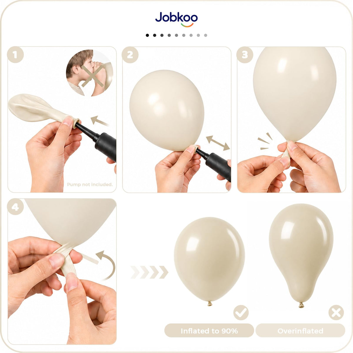Jobkoo Sand White Balloons 12 Inch, 50 Pcs Boho Beige Cream Latex Balloon | Matte Retro White Sand Neutral Helium Balloons for Birthday Wedding Baby Bridal Shower Wedding Anniversary Party Decoration