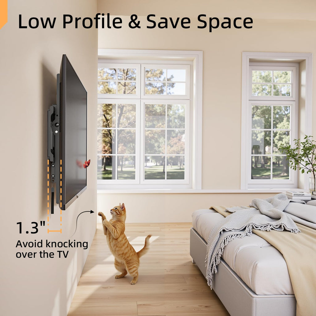 IWORKBOARD 55 65 75 85 inch Tilting TV Wall Mount for 32-90 '' TVs, Low Profile TV Mount Bracket, Safe Lock & Quick Release,Max VESA 600x400mm, 24 inch Studs,132 lbs, Fit Most 55+ 75+ 85+ 86 TVs