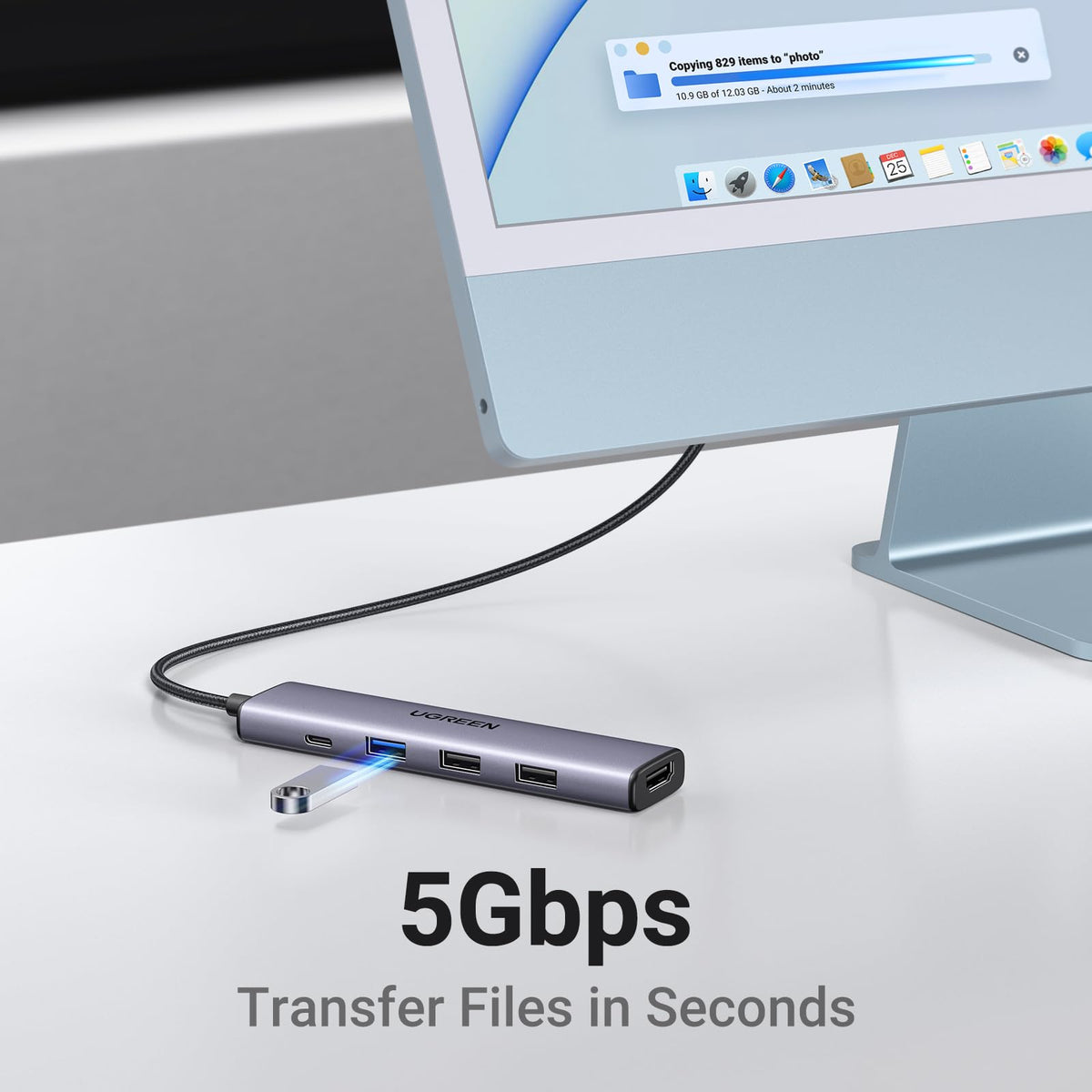UGREEN USB C Hub 5 in 1 Multiport USB Adapter 4K HDMI, 100W Power Delivery | 3 USB-A Data Ports, USB C Dongle,compatible with MacBook Pro/Air M5/M4/M3/M2/M1, iPad Pro, iMac, iPhone 17 Pro/Pro Max