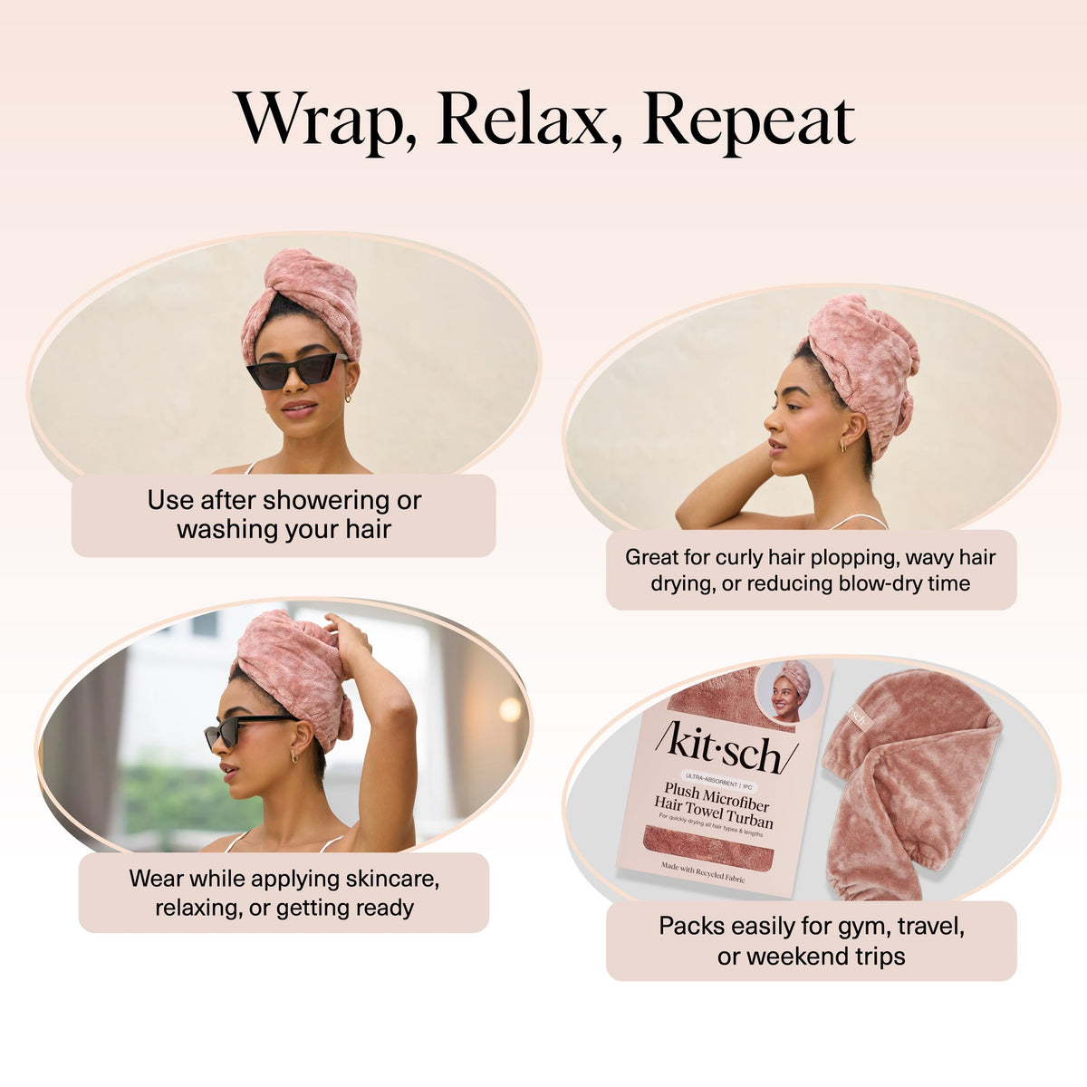 Kitsch XL Microfiber Hair Towel Wrap for Women - Terracotta