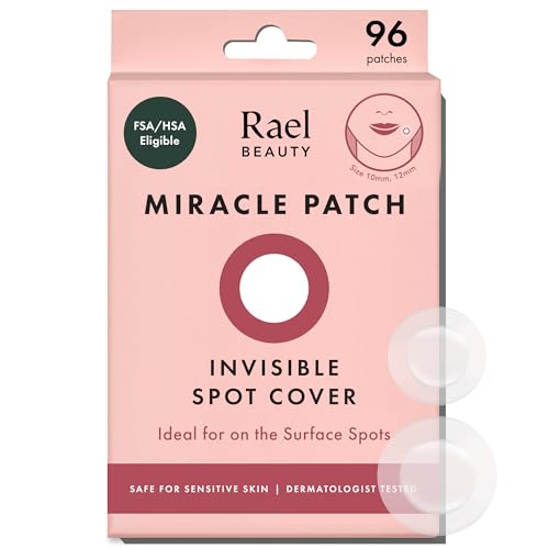 Rael Miracle Invisible Spot Cover Hydrocolloid Acne Pimple Patches (96 Ct) | Ultra-Thin Patch for Face, Absorbs Fluid From Blemishes, Facial Sticker, Korean Skin Care, Pore Care, 2 Sizes