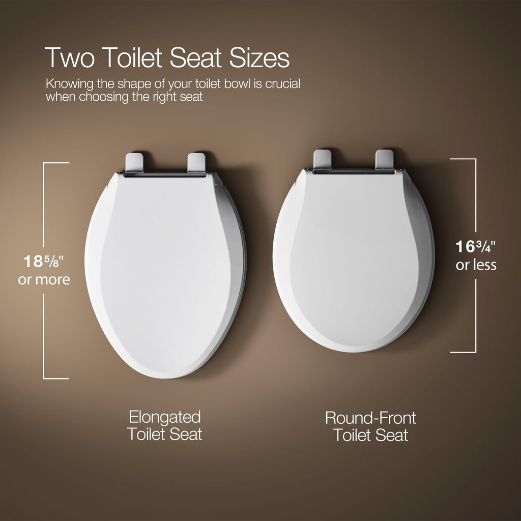 KOHLER Cachet ReadyLatch Elongated Slow Close Toilet Seat, White | 4636-RL-0, Quiet Lid, Contoured Grip-Tight Bumpers Installation Hardware, Apartment Essentials