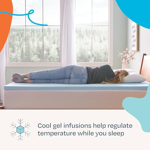Linenspa 2 Inch Gel Memory Foam Mattress Topper, Plush, Cooling, Queen Size | CertiPUR-US certified, Cooling gel infusion, Plush pressure relief, Fits under standard fitted sheets, Expands in 24-48 hrs