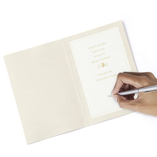 Hallmark Wedding Card (Mr. & Mrs.) | Die-cut Floral and Heart Pattern, Glittery Gold Backdrop, Envelope Included, High Quality Paper, Card Measures 5.8" X 8.3"