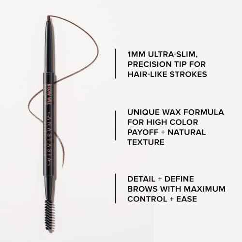 Anastasia Beverly Hills - Brow Wiz Ultra-Slim Precision Eyebrow Pencil | Precision Tip For Defined Brows, Natural Hair-Like Finish, High-Pigment, Long-Lasting Formula, Built-In Spoolie.