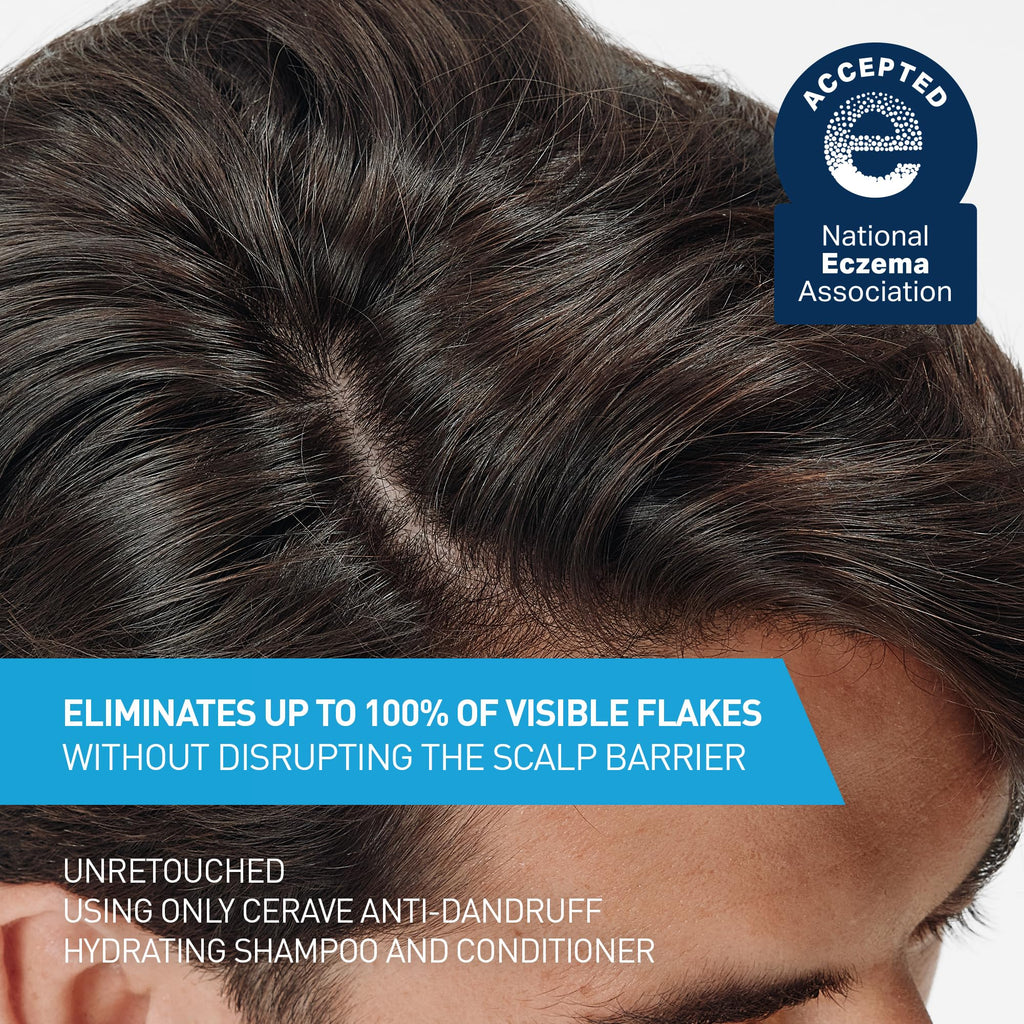 CeraVe Hydrating Anti Dandruff Shampoo, Itchy Scalp Treatment, 12oz | Helps Eliminate Flakes with 1% Pyrithione Zinc, Hyaluronic Acid, Niacinamide and Ceramides In A Sulfate Free Formula