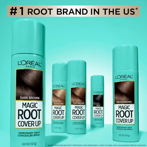 L'Oreal Paris Magic Root Gray Hair Cover Up, Dark Blonde, 2 oz | 100% Gray Hair Coverage with Buildable, Lightweight, and Transfer-Resistant Spray, Temporary Formula, Ammonia-Free