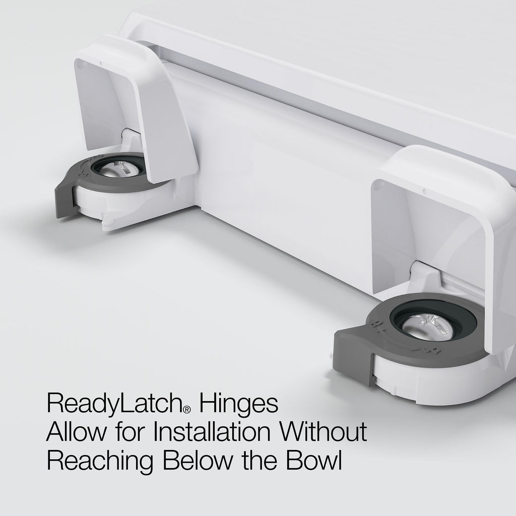 KOHLER Cachet ReadyLatch Elongated Slow Close Toilet Seat, White | 4636-RL-0, Quiet Lid, Contoured Grip-Tight Bumpers Installation Hardware, Apartment Essentials