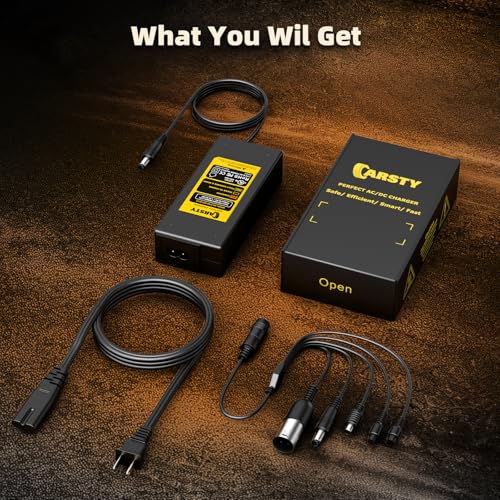 Carsty Hoverboard Charger 42V, Electric Scooter Charger with 5-in-1 Plugs | UL-certified 1.5A fast charging, compatible with Jetson, Segway, Gotrax